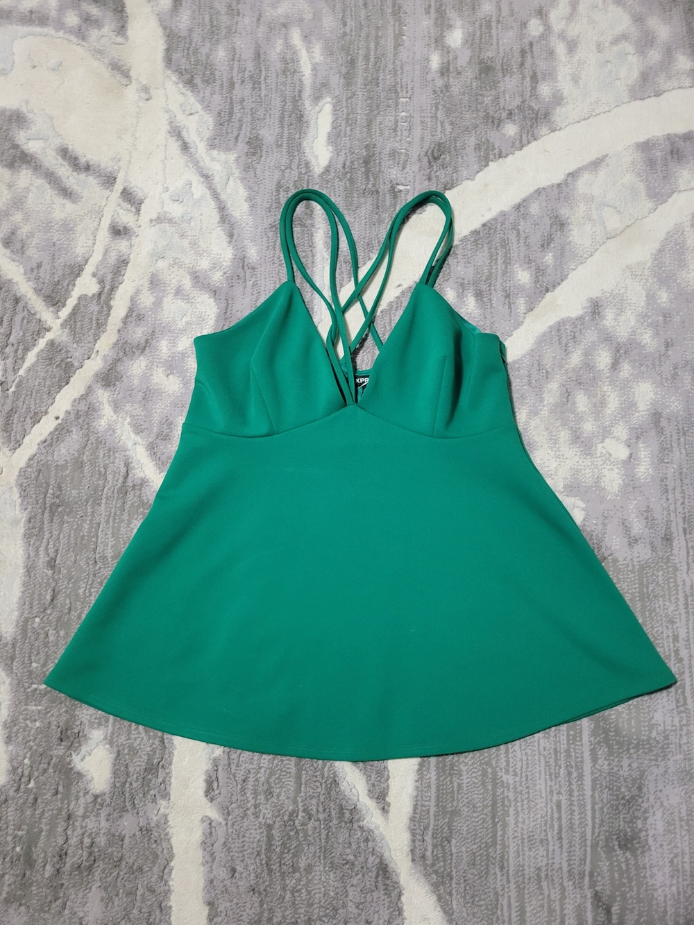 Express Emerald Green Crisscross Flared Elegant Camisole Size L
